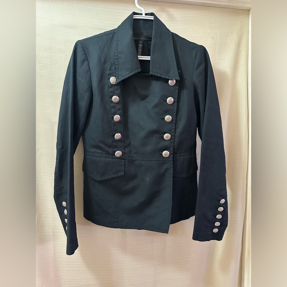 Robert Rodriguez Black Military Blazer Jacket - Double Breasted Silver Buttons